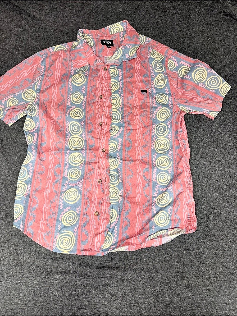 Billabong Men'Small Geometric Shirt Pink & Blue Size Small